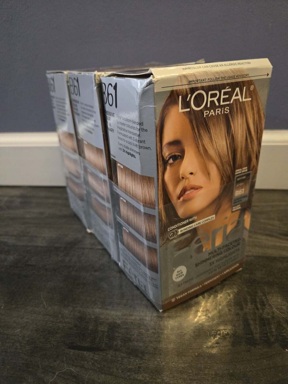 New Lot of 3 L'Oreal Paris Féria downtown brown permanent Hair Dye Vegan B61
